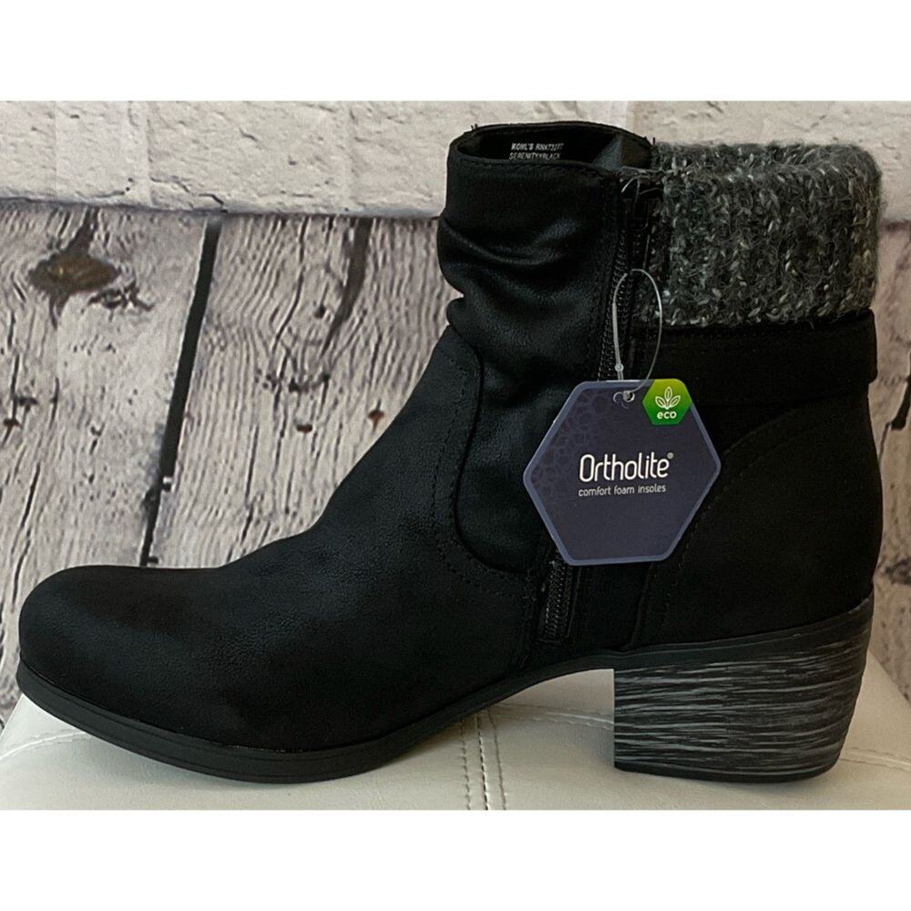 NEW Croft & Barrow Women’s Serenityy Black Block Heel Ankle Boots (Size 11)